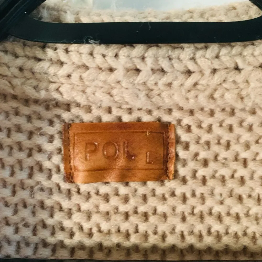 POL Beige Tan Chunky Knit Open Front Pocket Long Comfy Cozy Cardigan | Large - Picture 3 of 7